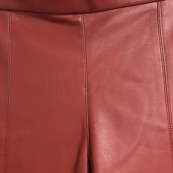 Zara Red Faux leather Leggings/Pants - Picture 7 of 10